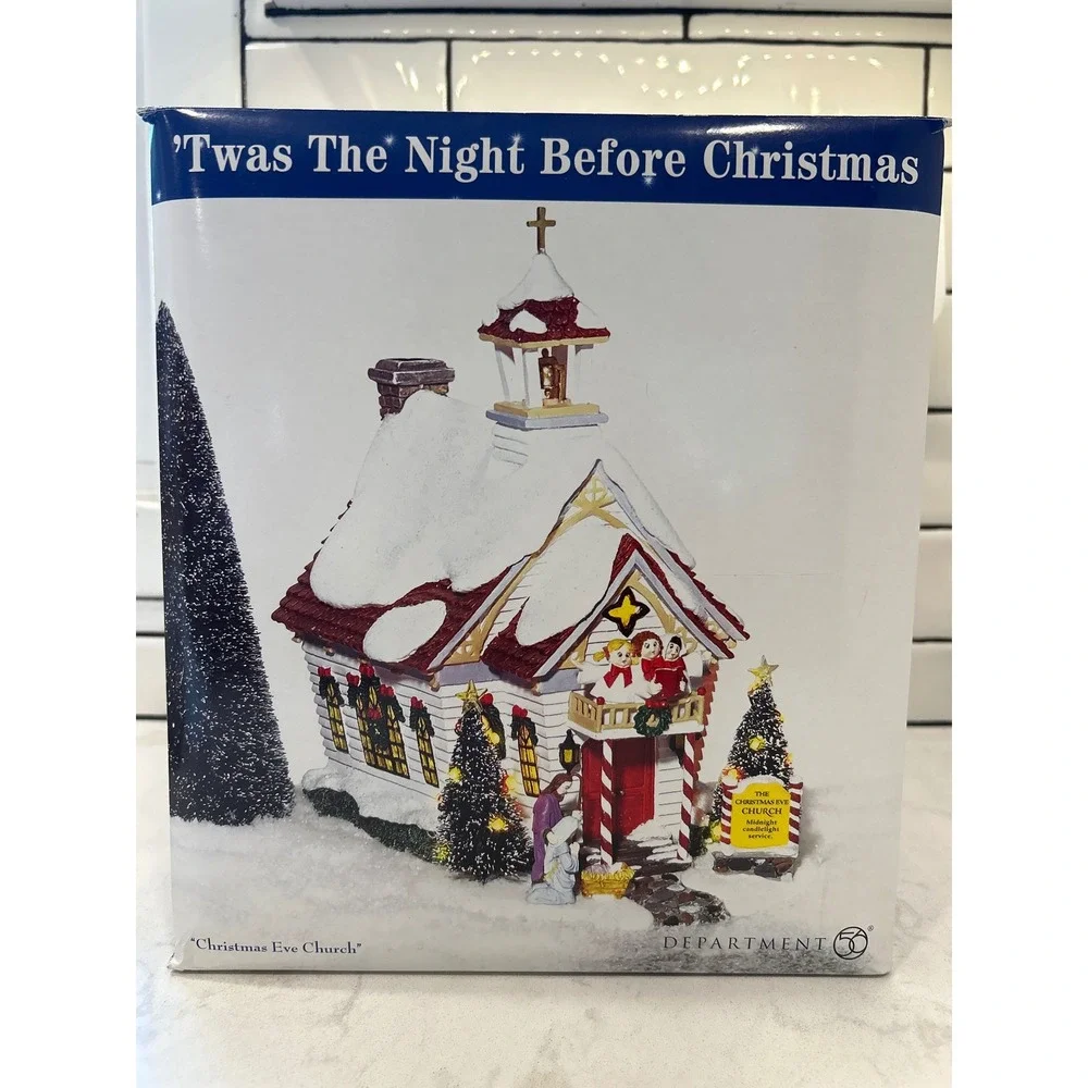 Department 56 Twas The Night Before Christmas Eve Church Village 2003 Lighted